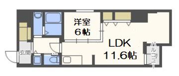 YS大手通(1LDK/8階)の間取り写真