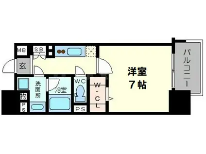 アーバネックス心斎橋2(1K/11階)の間取り写真