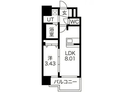 プレサンス南堀江(1LDK/13階)の間取り写真