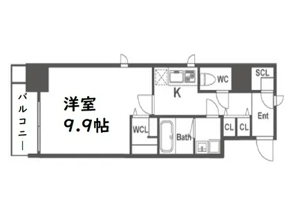 セイル淀屋橋(1DK/3階)の間取り写真