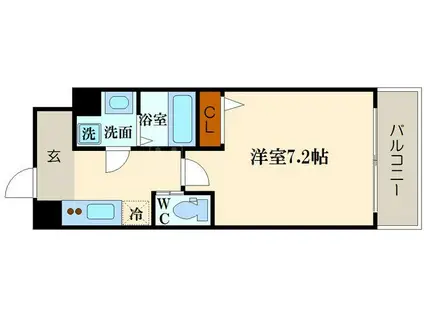 エグゼ難波西Ⅱ(1K/8階)の間取り写真