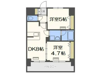 エステムプラザ難波ウエストⅡプレディア(2DK/9階)の間取り写真