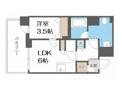 PHOENIX北堀江(1LDK/6階)の間取り写真
