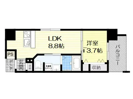 アバンティ南堀江イースト(1LDK/8階)の間取り写真