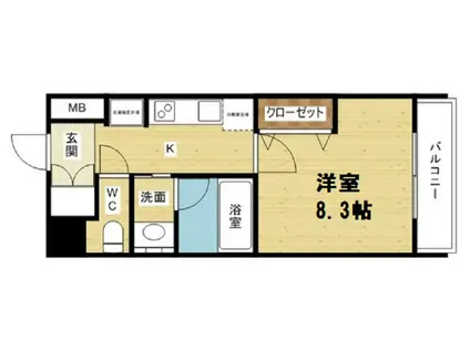 スプランディッド新大阪3(1K/14階)の間取り写真