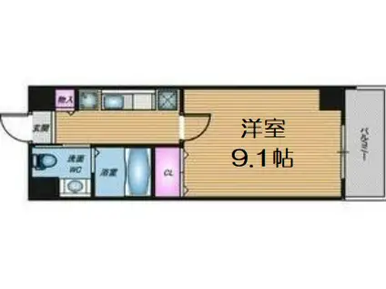 ZERO大淀中(1K/8階)の間取り写真