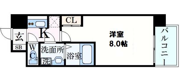 S-RESIDENCE新大阪ウエスト(1K/4階)の間取り写真