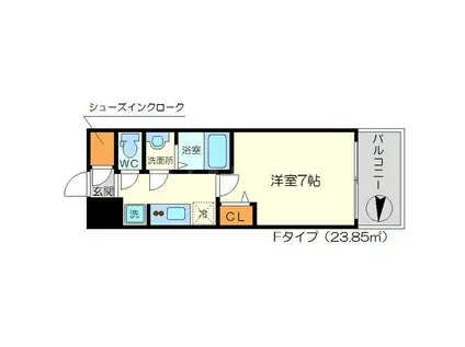 リッツ新大阪(1K/11階)の間取り写真