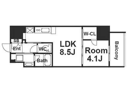 アーバネックス四ツ橋(1LDK/13階)の間取り写真