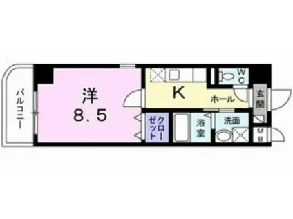 ジェルメ(1K/8階)の間取り写真