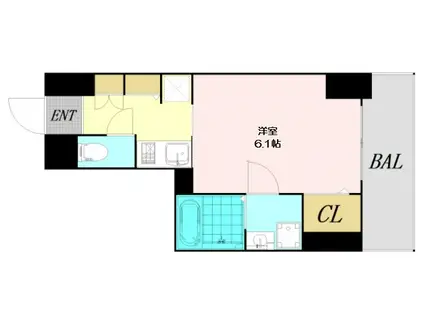S-RESIDENCE南堀江(1K/13階)の間取り写真