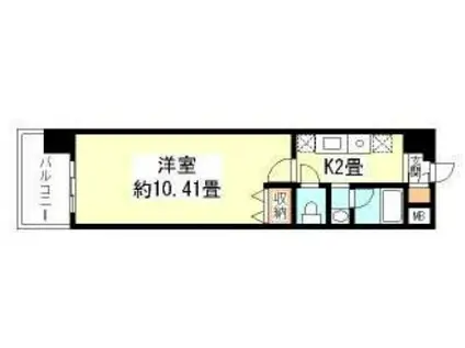 オリエンス夕陽丘(1K/4階)の間取り写真