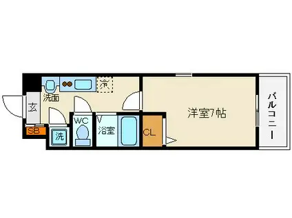 オリエンタル上町(1K/11階)の間取り写真