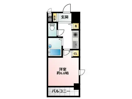 アスヴェル天満橋(1K/3階)の間取り写真