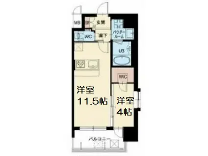スプランディッド中之島DUE(1LDK/10階)の間取り写真
