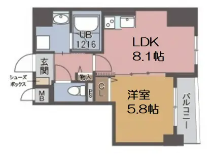 プログレスコート梅田北(1LDK/4階)の間取り写真
