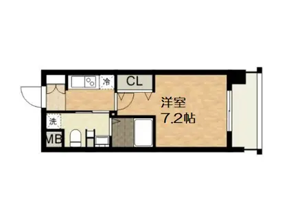 アーバンフラッツ上町(1K/6階)の間取り写真