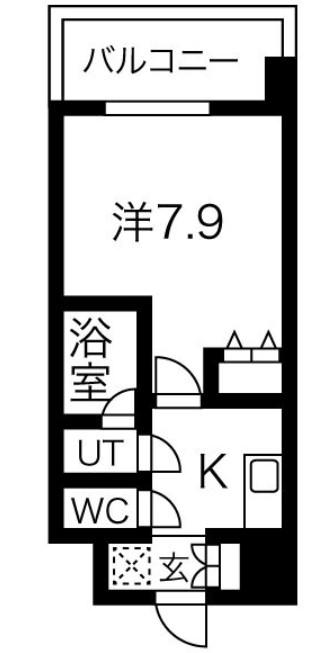 スプランディッド難波(1K/4階)の間取り写真