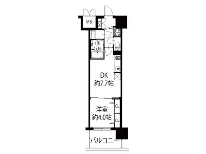 グランカーサ難波元町(1DK/5階)の間取り写真