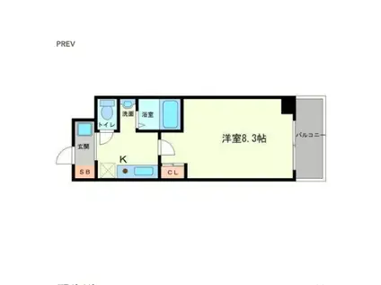 レジデア西本町(1K/8階)の間取り写真