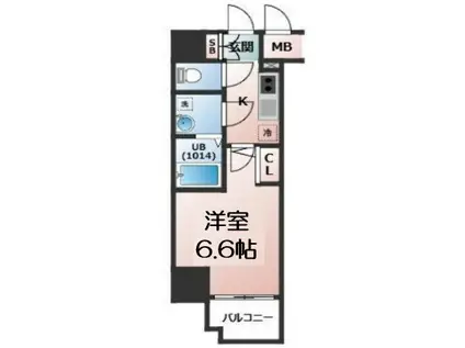 エスリード天神橋筋六丁目(1K/2階)の間取り写真