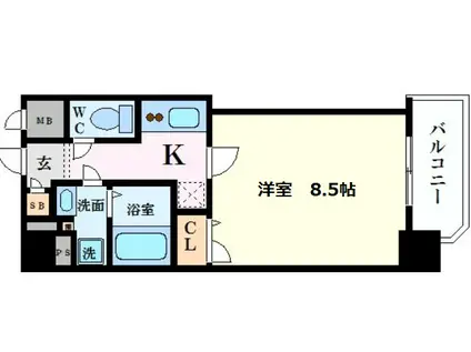 ワールドアイ難波南ミラージュ(1K/10階)の間取り写真