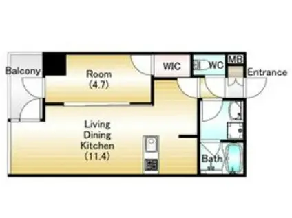 FORTUNATO 扇町(1LDK/11階)の間取り写真