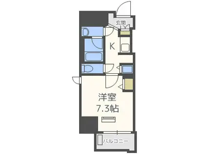 ララプレイス大手通LD(1K/6階)の間取り写真