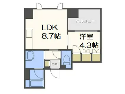 アーデンタワー北堀江(1LDK/3階)の間取り写真