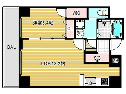 REIOS谷町(1LDK/4階)の間取り写真