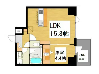 BRAVE徳井町(1LDK/4階)の間取り写真