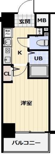 エスリード上本町北(1K/6階)の間取り写真