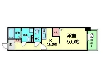 グランパシフィック天満橋(ワンルーム/7階)の間取り写真