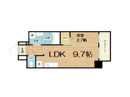 アプリーレ西本町(1LDK/12階)の間取り写真