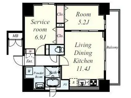 ミラノ堺筋(2LDK/2階)の間取り写真