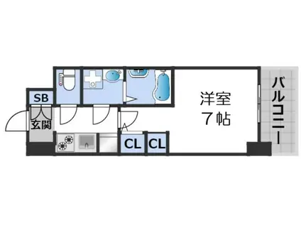 S-RESIDENCEドーム前千代崎(1K/8階)の間取り写真