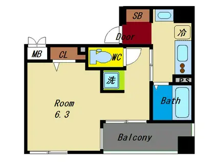 レオンコンフォート難波西(1K/12階)の間取り写真