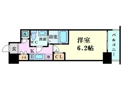 アドバンス西梅田ラシュレ(1K/6階)の間取り写真