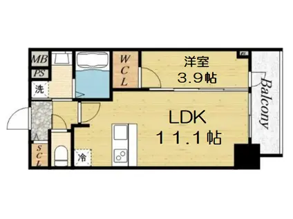 プレサンス京町堀(1LDK/4階)の間取り写真