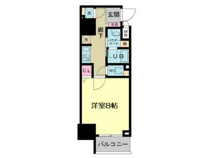 クレビオス天満橋(1K/11階)の間取り写真