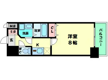 ルーエ天満橋(1K/4階)の間取り写真