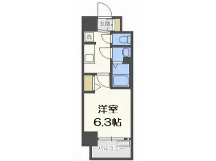 ララプレイス難波メティス(1K/6階)の間取り写真