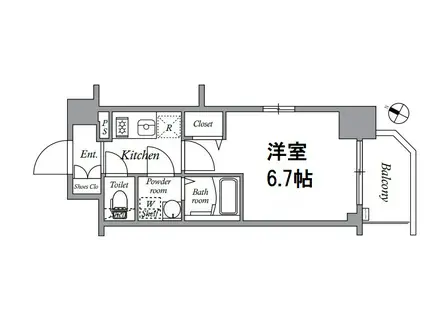 エスリード中之島ザ・コア(1K/4階)の間取り写真