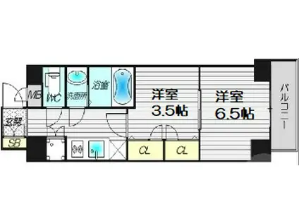 レジュールアッシュ梅田AXIA(1DK/7階)の間取り写真