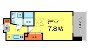 AFFLUENCE難波(ワンルーム/4階)の間取り写真