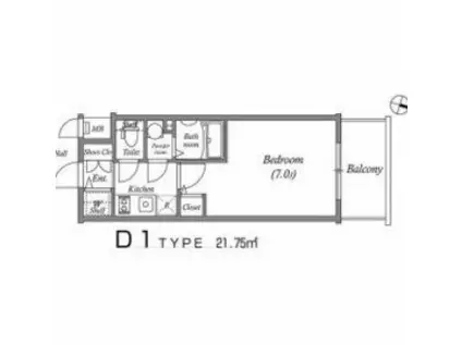 エスリード難波ザ・ゲート(1K/13階)の間取り写真