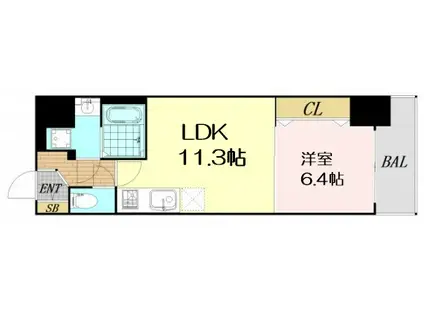 フォーリアライズ本町レクス(1LDK/4階)の間取り写真