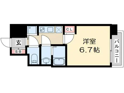 S-RESIDENCE新大阪RIDENTE(1K/7階)の間取り写真