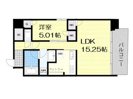 BRAVE新町(1LDK/10階)の間取り写真