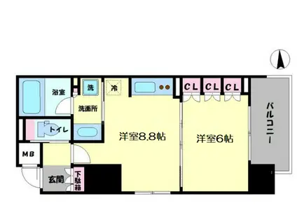 リーガル南堀江(1DK/3階)の間取り写真